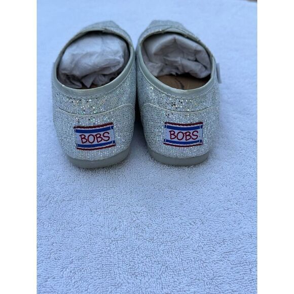Bobs Silver Sparkle Square Flat Size 7W - Picture 4 of 10